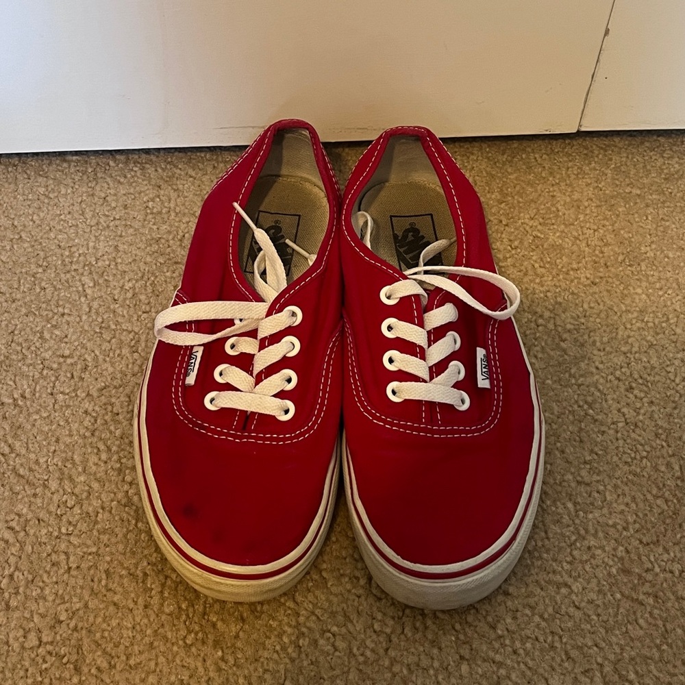 Red thick platform vans